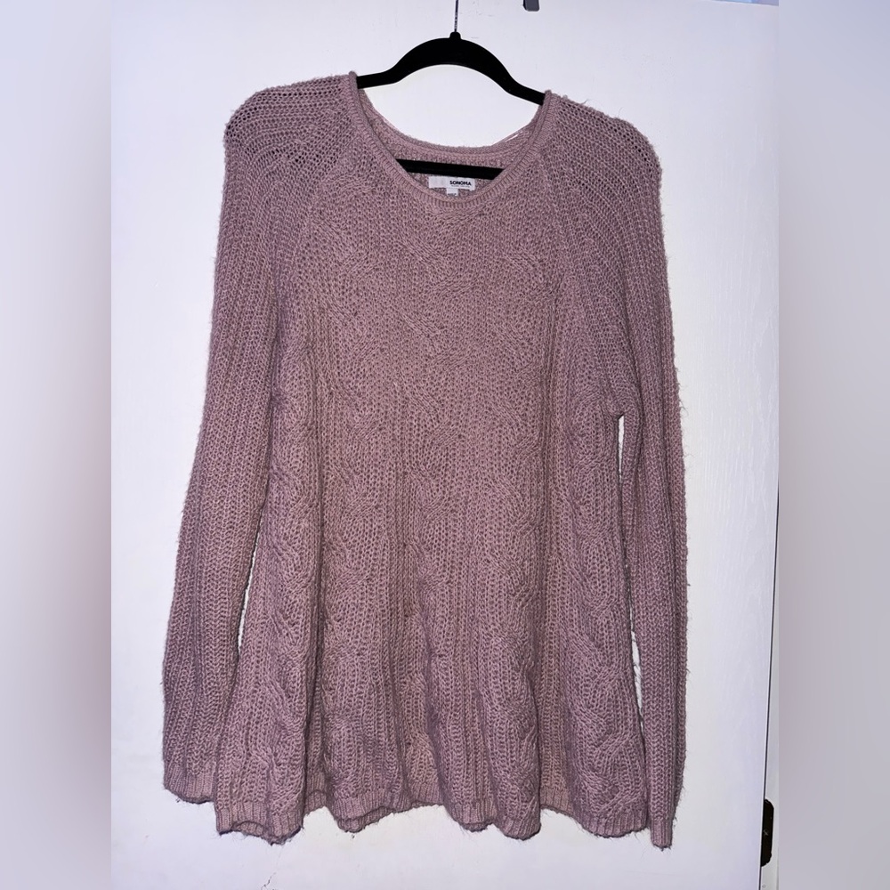 Sonoma Women's Pink Cable Knit Sweater